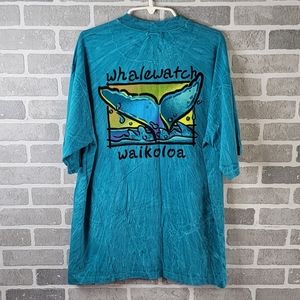 Whalewatch Waikoloa Hawaii Ocean Blue Tie Dye Summer Vintage Tee Men's Size XL